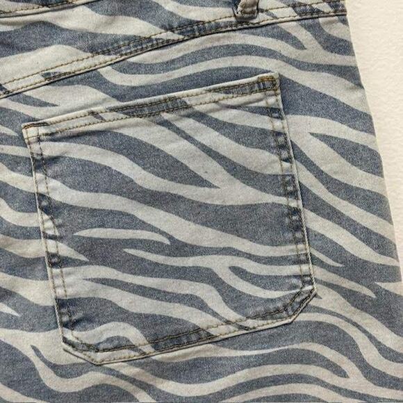 Dakota Blue Y2K Denim Zebra Frayed VINTAGE Side Ruched Mini SkirWomen's Size L - Picture 6 of 14